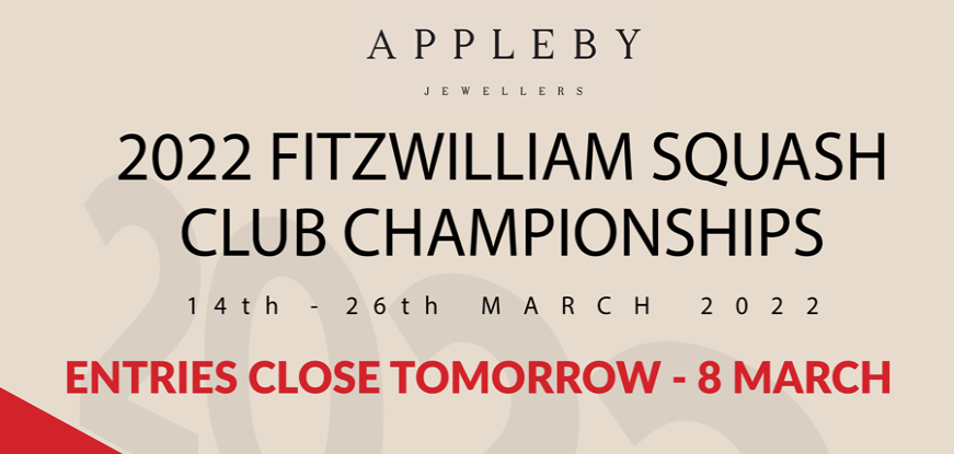 Squash Club Championship - Entries Extended